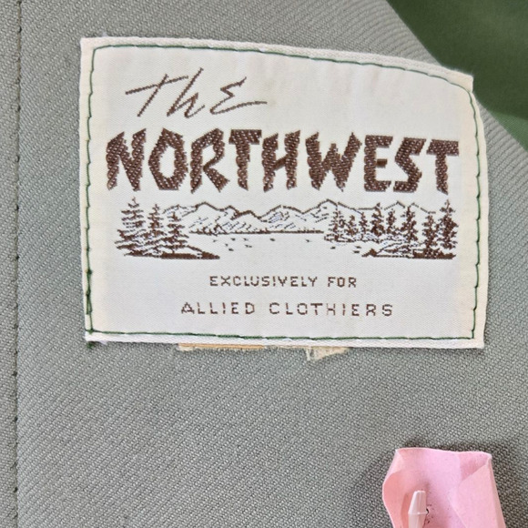 1960s Vintage Olive Drab Green Single Breasted Casual Car Coat Size 44R - Picture 7 of 11